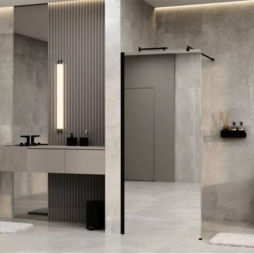 Душевая перегородка WasserKRAFT Rur 30W  MB-MR зеркальное/черный, Цвет стекла: зеркальное, Цвет профиля: Черный, Цвет профиля (вариация): Черный, Выбрать размер: 110