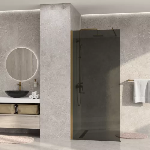 Душевая перегородка WasserKRAFT Rur 30W PG-TG тонирован/глянц.золото, Цвет стекла: тонированное, Цвет профиля: Золото, Цвет профиля (вариация): Глянцевое золото, Выбрать размер: 110