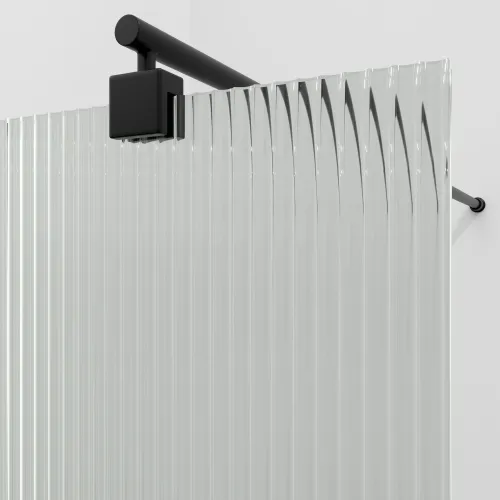 Душевая перегородка WasserKRAFT Rur 30W MB-FL ребристое/черный, Цвет стекла: ребристое, Цвет профиля: Черный, Цвет профиля (вариация): Черный, Выбрать размер: 100, изображение 3