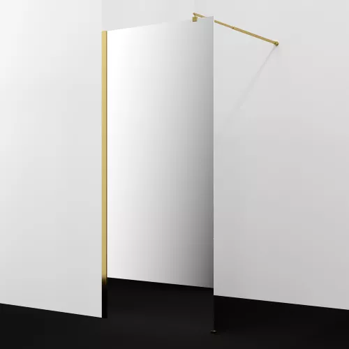 Душевая перегородка WasserKRAFT Rur 30W PG-MR зеркальное/глянц.золото, Цвет стекла: зеркальное, Цвет профиля: Золото, Цвет профиля (вариация): Глянцевое золото, Выбрать размер: 100, изображение 2