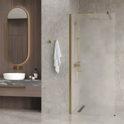 Душевая перегородка WasserKRAFT Rur 30W BG-MG матовое/матовое золото, Цвет стекла: матовое, Цвет профиля: Золото, Цвет профиля (вариация): Матовое золото, Выбрать размер: 110, изображение 2