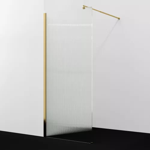 Душевая перегородка WasserKRAFT Rur 30W PG-FL ребристое/глянц.золото, Цвет стекла: ребристое, Цвет профиля: Золото, Цвет профиля (вариация): Глянцевое золото, Выбрать размер: 90