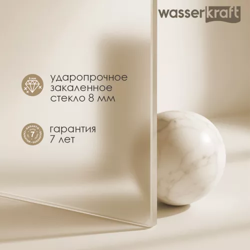Душевая перегородка WasserKRAFT Rur 30W -FL ребристое/хром, Цвет стекла: ребристое, Цвет профиля: Хром, Цвет профиля (вариация): Серебро, Выбрать размер: 90, изображение 8