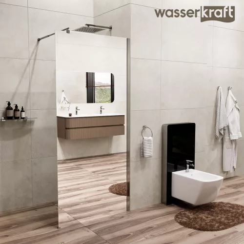 Душевая перегородка WasserKRAFT Rur 30W GR-MR зеркальное/графит, Цвет стекла: зеркальное, Цвет профиля: Серый, Цвет профиля (вариация): Графит, Выбрать размер: 90