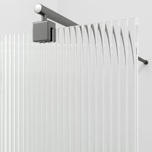 Душевая перегородка WasserKRAFT Rur 30W GR-FL ребристое/графит, Цвет стекла: ребристое, Цвет профиля: Серый, Цвет профиля (вариация): Графит, Выбрать размер: 100, изображение 2