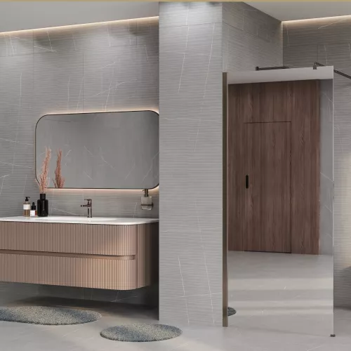 Душевая перегородка WasserKRAFT Rur 30W RG-MR зеркальное/розовое золото, Цвет стекла: зеркальное, Цвет профиля: Розовое золото, Цвет профиля (вариация): Розовое золото, Выбрать размер: 90, изображение 3