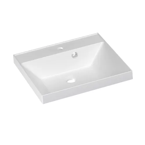 Тумба напольная "БАТЛЕР" (1 ящ.) с раковиной ASTI 50 Люкс антискрейтч белый глянец PLUS, Выбрать цвет: Белый глянец, Выбрать размер: 50, Внешний вид: с белой раковиной, изображение 4