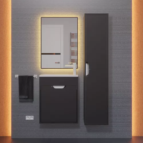 Тумба подвесная Uperwood Modul , черная матовая, Выбрать цвет: Черный матовый, Выбрать размер: 50, изображение 8