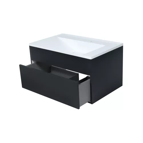 Тумба подвесная Uperwood Lotus Premium черная, Выбрать цвет: Черный матовый, Выбрать размер: 80, изображение 9