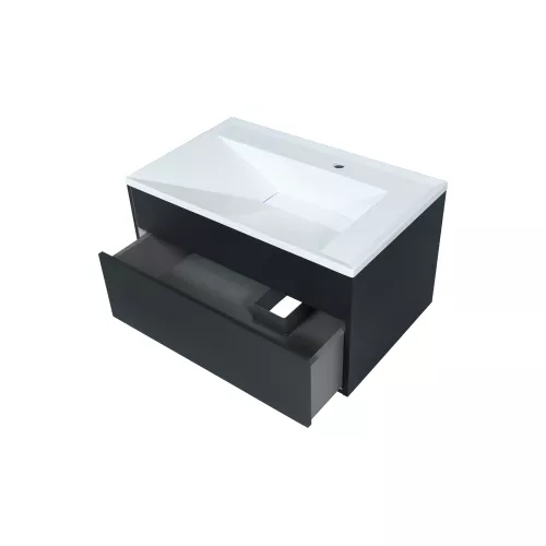 Тумба подвесная Uperwood Lotus Premium черная, Выбрать цвет: Черный матовый, Выбрать размер: 80, изображение 10