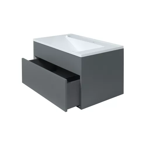 Тумба  подвесная Uperwood Lotus Premium  серая, Выбрать цвет: Серый матовый, Выбрать размер: 80, изображение 8