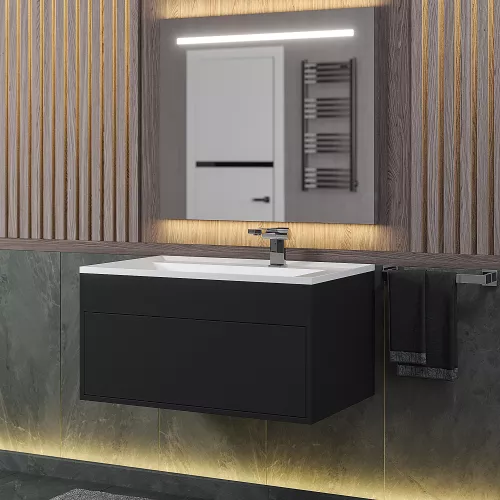 Тумба подвесная Uperwood Lotus Premium черная, Выбрать цвет: Черный матовый, Выбрать размер: 80, изображение 2