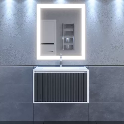 Тумба подвесная  Uperwood Next Premium  белая/графит, 1/2 ящика, Выбрать цвет: Белый/графит, Выбрать размер: 70, Внешний вид: 1 ящик, изображение 3