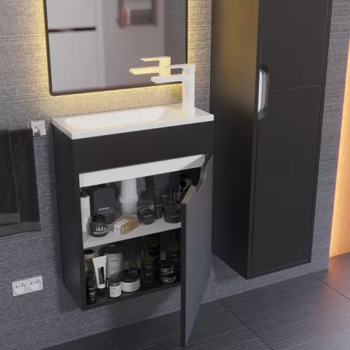 Тумба подвесная Uperwood Modul , черная матовая, Выбрать цвет: Черный матовый, Выбрать размер: 50, изображение 5