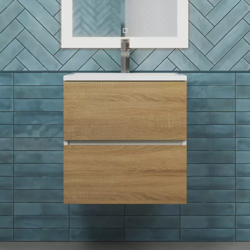 Тумба подвесная  Uperwood Barsa,  белая/дуб сонома, Выбрать цвет: Белый/дуб сонома, Выбрать размер: 50, изображение 2