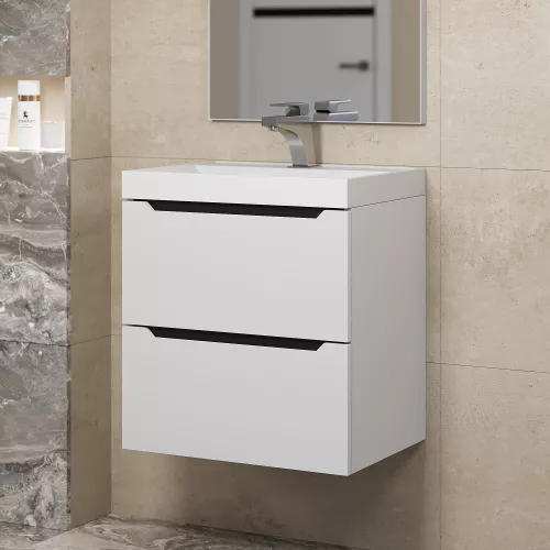 Тумба подвесная Uperwood Tanos белая/графит, Выбрать цвет: Белый/графит, Выбрать размер: 50