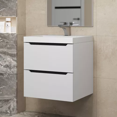 Тумба  подвесная Uperwood Tanos NEW  белая/графит, Выбрать цвет: Белый/графит, Выбрать размер: 50