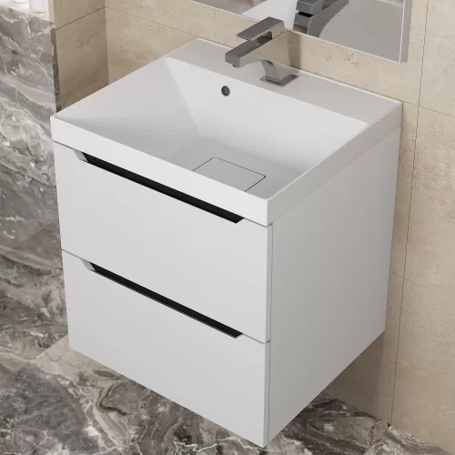 Тумба  подвесная Uperwood Tanos NEW  белая/графит, Выбрать цвет: Белый/графит, Выбрать размер: 50, изображение 3