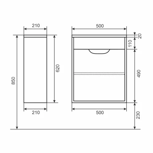 Тумба подвесная Uperwood Modul  белая матовая, Выбрать цвет: Белый матовый, Выбрать размер: 50, изображение 17