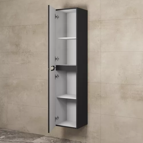 Шкаф-пенал подвесной Uperwood Tanos  33х150 см,  универсальный, черный, Выбрать цвет: Черный матовый, изображение 2