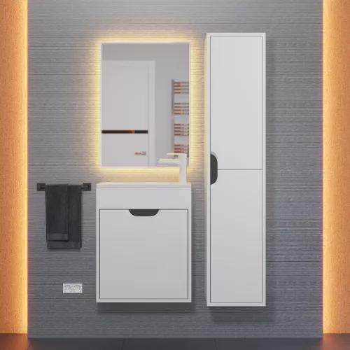 Тумба  подвесная Uperwood Modul, белая/графит, Выбрать цвет: Белый/графит, Выбрать размер: 50, изображение 9