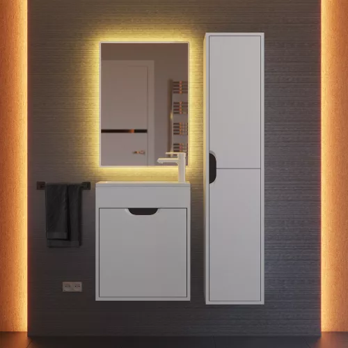 Тумба  подвесная Uperwood Modul, белая/графит, Выбрать цвет: Белый/графит, Выбрать размер: 50, изображение 10