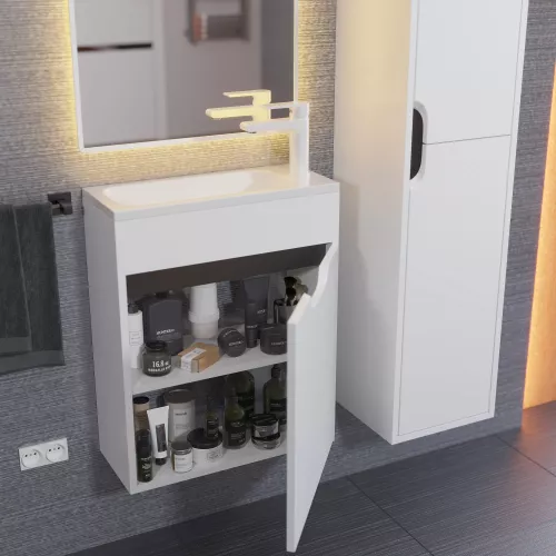 Тумба  подвесная Uperwood Modul, белая/графит, Выбрать цвет: Белый/графит, Выбрать размер: 50, изображение 5