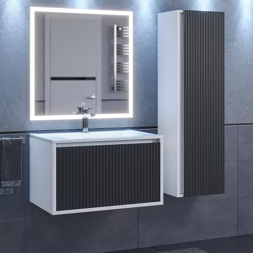 Тумба подвесная  Uperwood Next Premium  белая/графит, 1/2 ящика, Выбрать цвет: Белый/графит, Выбрать размер: 70, Внешний вид: 1 ящик, изображение 5