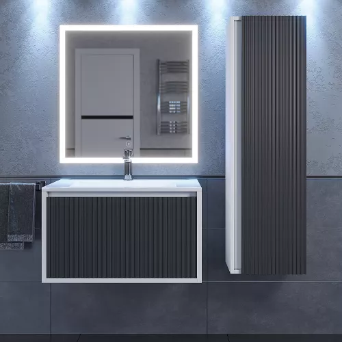 Тумба подвесная  Uperwood Next Premium  белая/графит, 1/2 ящика, Выбрать цвет: Белый/графит, Выбрать размер: 70, Внешний вид: 1 ящик, изображение 4