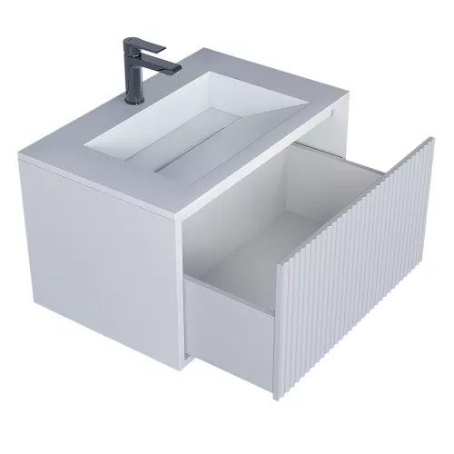 Тумба подвесная  Uperwood Next Premium  белая, 1/2 ящика, Выбрать цвет: Белый матовый, Выбрать размер: 70, Внешний вид: 1 ящик, изображение 2