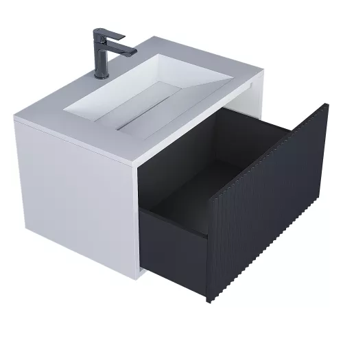 Тумба подвесная  Uperwood Next Premium  белая/графит, 1/2 ящика, Выбрать цвет: Белый/графит, Выбрать размер: 70, Внешний вид: 1 ящик, изображение 2