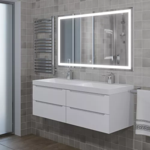 Тумба подвесная под двойную раковину  Uperwood Tanos 120х45х50 см, белая, 4 ящика, Выбрать цвет: Белый матовый