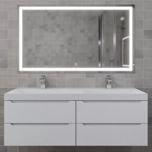 Тумба подвесная под двойную раковину  Uperwood Tanos 120х45х50 см, белая, 4 ящика, Выбрать цвет: Белый матовый, изображение 2