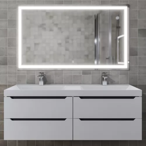 Тумба подвесная  под двойную раковину  Uperwood Tanos 120х45х50 см, белая/графит, 4 ящика, Выбрать цвет: Белый/графит, изображение 2