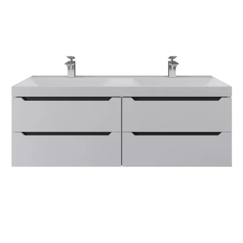 Тумба подвесная  под двойную раковину  Uperwood Tanos 120х45х50 см, белая/графит, 4 ящика, Выбрать цвет: Белый/графит, изображение 5