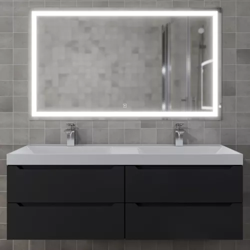 Тумба подвесная  под двойную раковину  Uperwood Tanos 120х45х50 см, черная матовая, 4 ящика, Выбрать цвет: Черный матовый, изображение 2