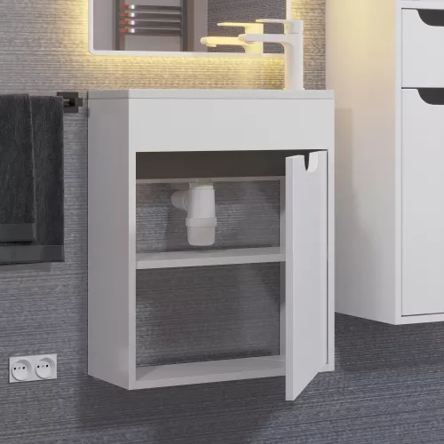 Тумба  подвесная Uperwood Modul, белая/графит, Выбрать цвет: Белый/графит, Выбрать размер: 50, изображение 3