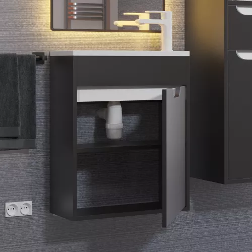 Тумба подвесная Uperwood Modul , черная матовая, Выбрать цвет: Черный матовый, Выбрать размер: 50, изображение 3