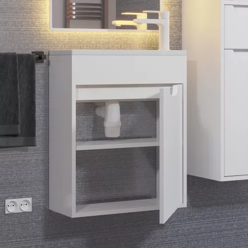 Тумба подвесная Uperwood Modul  белая матовая, Выбрать цвет: Белый матовый, Выбрать размер: 50, изображение 5