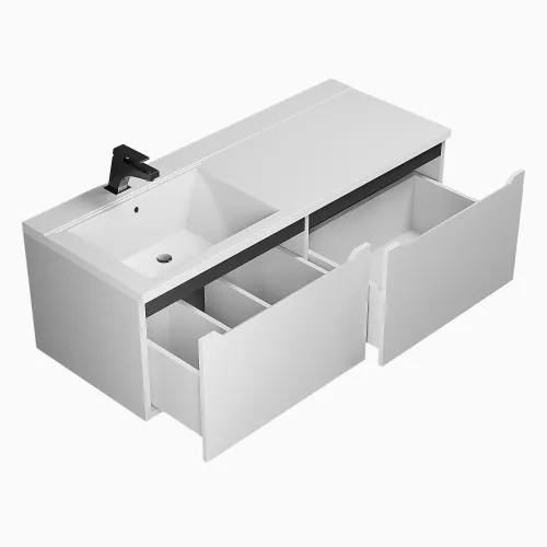 Тумба подвесная Uperwood Tanos 120 см, белая/графит, левая/правая, Выбрать цвет: Белый/графит, Ориентация: левая, изображение 6