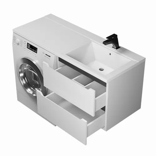 Тумба под стиральную машину подвесная Uperwood Tanos 60х50 см, белая/графит, Выбрать цвет: Белый/графит, изображение 6