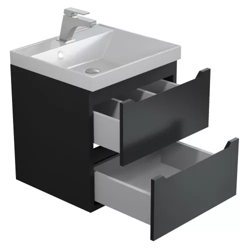 Тумба подвесная  Uperwood Tanos черная матовая, Выбрать цвет: Черный матовый, Выбрать размер: 50, изображение 7