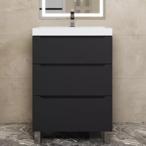 Тумба напольная Uperwood Tanos черная, 2/3 ящика, Выбрать цвет: Черный, Выбрать размер: 60, Внешний вид: 3 ящика, изображение 2