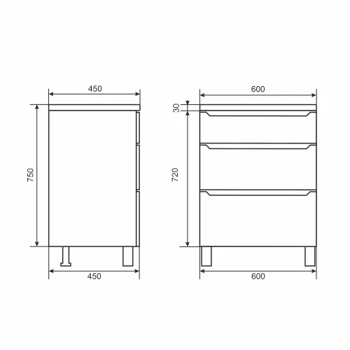 Тумба напольная Uperwood Tanos черная, 2/3 ящика, Выбрать цвет: Черный, Выбрать размер: 60, Внешний вид: 3 ящика, изображение 7