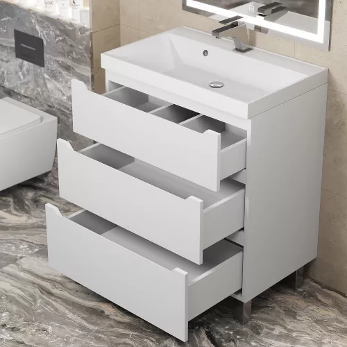 Тумба напольная  Uperwood Tanos белая, 2/3 ящика, Выбрать цвет: Белый, Выбрать размер: 70, Внешний вид: 3 ящика, изображение 3