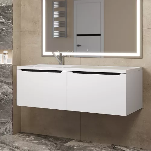 Тумба подвесная Uperwood Tanos 120 см, белая/графит, левая/правая, Выбрать цвет: Белый/графит, Ориентация: левая