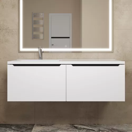 Тумба подвесная Uperwood Tanos 120 см, белая/графит, левая/правая, Выбрать цвет: Белый/графит, Ориентация: левая, изображение 3