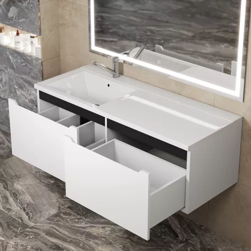 Тумба подвесная Uperwood Tanos 120 см, белая/графит, левая/правая, Выбрать цвет: Белый/графит, Ориентация: левая, изображение 2