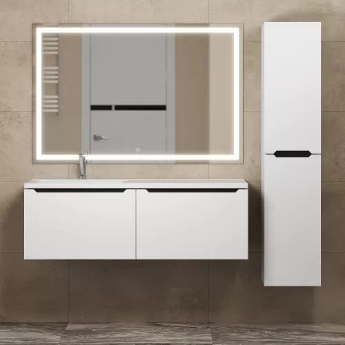 Тумба подвесная Uperwood Tanos 120 см, белая/графит, левая/правая, Выбрать цвет: Белый/графит, Ориентация: левая, изображение 4