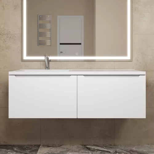 Тумба подвесная Uperwood Tanos 120 см, белая, левая/правая, Выбрать цвет: Белый матовый, Ориентация: левая, изображение 3